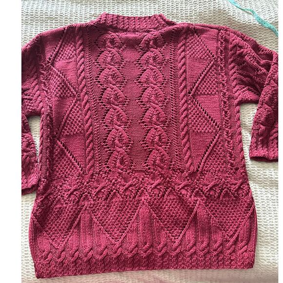 GAP Womens Cable Knit Sweater Burgundy Mock Neck Pullover - Picture 6 of 6